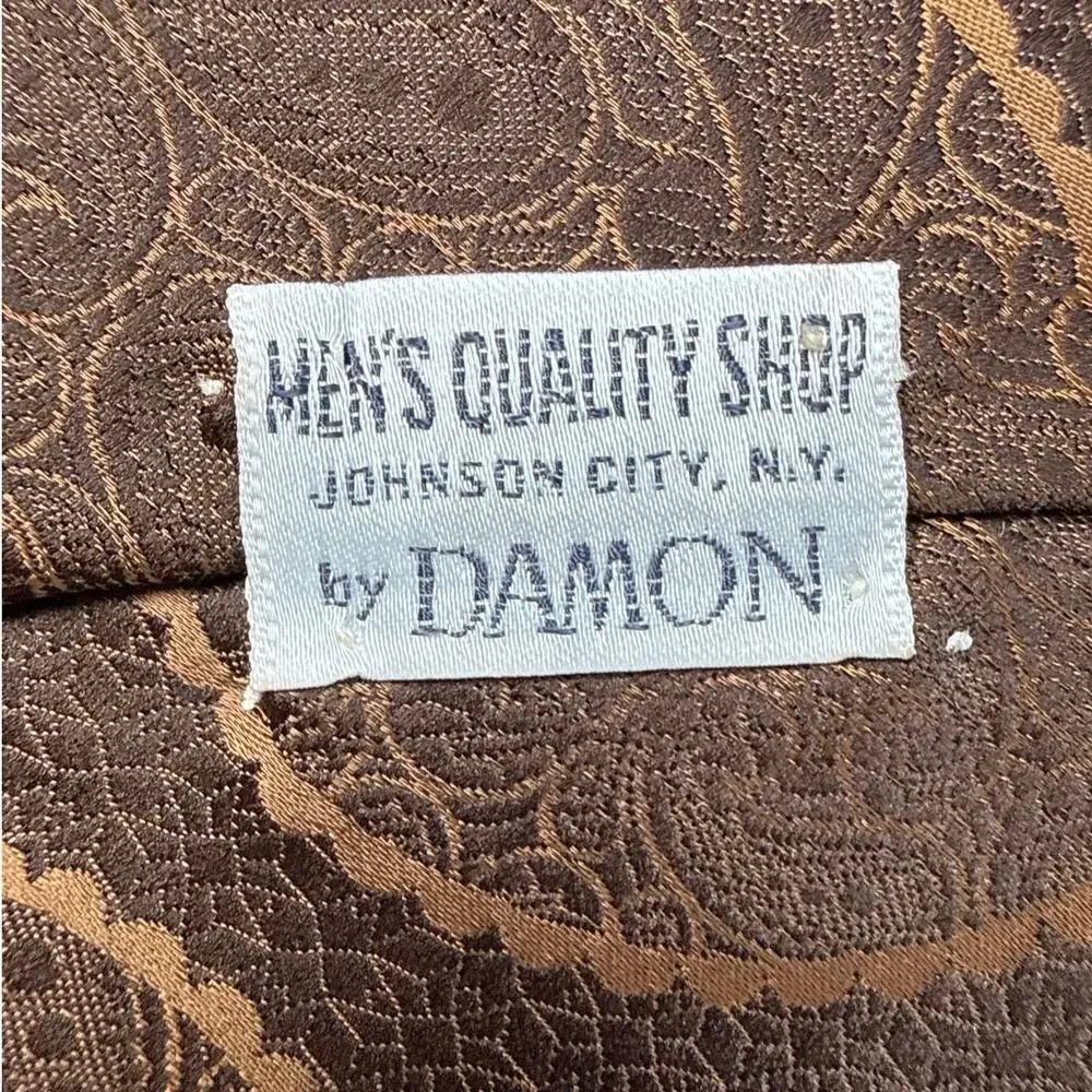 Vintage 70s Damano Brown Geometric Circle Polyester Necktie